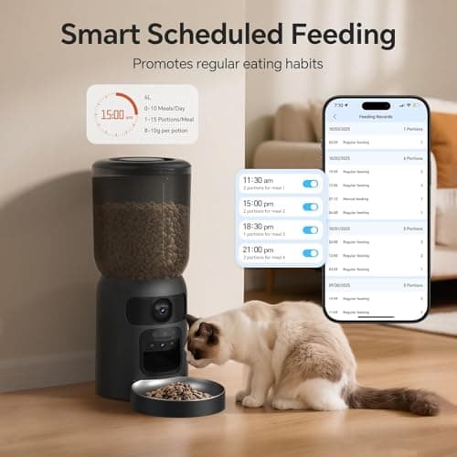 Centvicam Automatic Cat Feeder with Movable Camera: 5G WiFi Automatic Dog Feeder with Laser Pointer,Cat Food Dispenser with Night Vision for Multiple Pet, Detachable for Easy Clean -24 Cup -6L Storage - Thumbnail 3