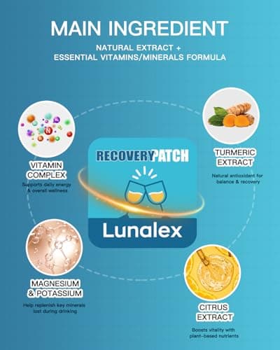 Lunalex Recovery Patch 16 Pack - Wake Up Refreshed & Balanced After Celebration - Plant-Based Formula for Morning Wellness - Bachelorette & Wedding Party Favors - 2 Patches per Sachet, Waterproof - Thumbnail 3