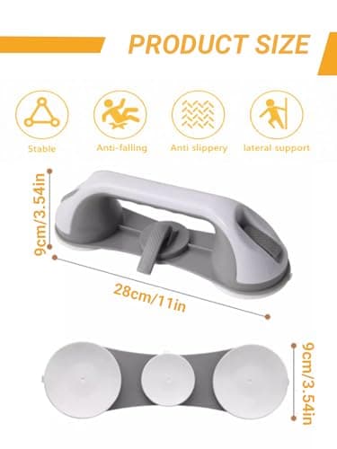 2-Pack Heavy Duty Suction Grab Bars 3 Suction Cups No Drill Removable Safety Handrails for Seniors Elderly Disabled Waterproof for Bathroom Shower Tub Toilet Supports Up to 250 LBS 113.4 KG - Thumbnail 5