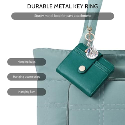 POIUGOYA Slim Wallet for Women,RFID Blocking Bifold Credit Card Holder with Zipper Coin Pocket,ID Window,Keychain - Thumbnail 6