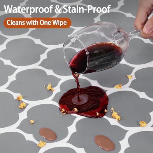 opstellen Fitted Round Tablecloth Weather Proof Table Cloth Heavy Duty Polyester Indoor Outdoor Circle Cover for 36-44" Tables Outside Parties Gear Gifts Spring Summer Fall Picnic Garden Necessities - Thumbnail 4