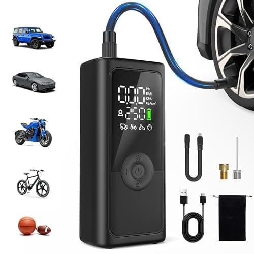 Tire Inflator Portable Air Compressor, 150PSI Cordless Car Tire Pump, Auto-Off & 3 LED Light, 10000mAh Battery Powered Air Pump for Car, Motorcycle, Bike, Balls & More - Image 1
