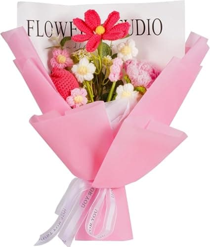 Disracker Handmade Crochet Flower Bouquet Delivery - Lasting Keepsake Artificial Flowers Gift for Women - Birthday, Anniversary, Graduation Present for Mom, Wife, Girlfriend, Teacher - Image 1