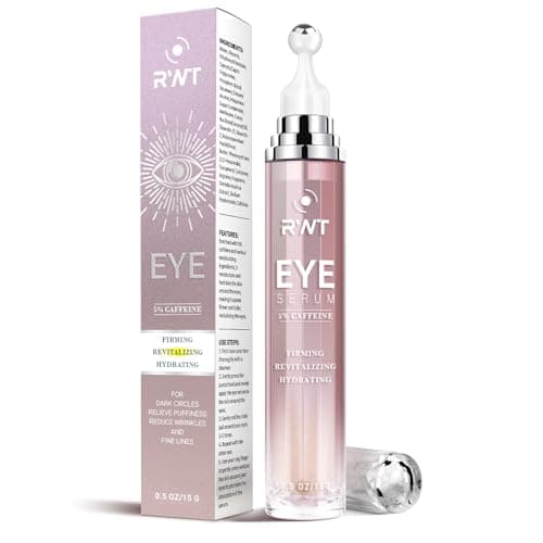 5% Caffeine Eye Cream & Under Eye Serum for Dark Circles and Puffiness, 360° Massage Roller Ball Eyes Treatment Serum, Reduces Wrinkles Fine Lines for Women - Image 1