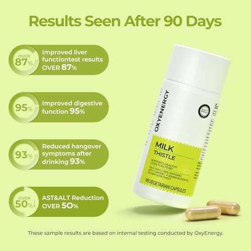 OxyEnergy Silymarin Milk Thistle 300mg Extract with Vitamin C, Inositol & Pueraria, Liver Detox & Repair Support, Antioxidant Support, 90 Vegetarian Capsules - Thumbnail 4