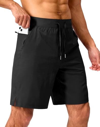 Soothfeel Men's Running Shorts with Zipper Pockets 9 Inch Lightweight Quick Dry Gym Sports Athletic Workout Basketball Shorts for Men (Black, XXXL) - Image 1