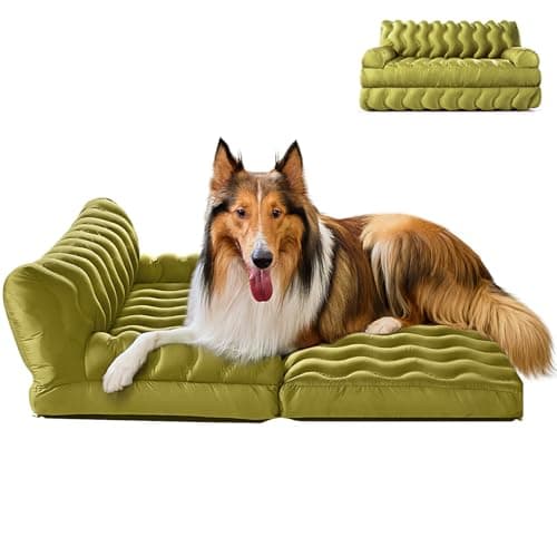 LLUAII Orthopedic Memory Foam Dog Sofa Bed, Foldable Pet Couch Bed, Cooling Fabri & Removeable Cover, Green,30"x40"x16"