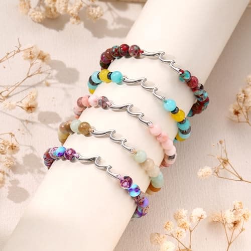 Inspirational Gifts for Women, Birthday Gifts for Women Wave Bracelet Beaded Inspirational Bracelets Cheer Up Gifts Spiritual Thoughtful Always Be Confident Birthday Gift Ideas Jewelry - Thumbnail 5