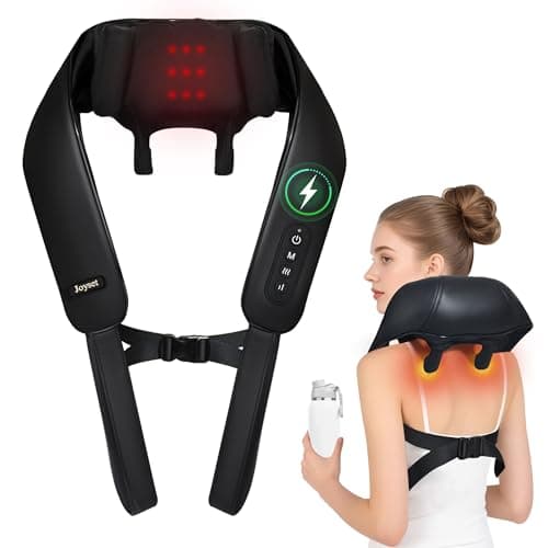 Joyset Neck Massager with Heat, Cordless Shiatsu Neck Massager for Pain Relief Deep Tissue, 6D Kneading Shiatsu Massager for Neck, Shoulder, Back, Gifts for Dad Mom Friend - Image 1