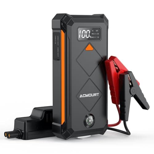 Acmount P110 Car Jump Starter, 6000A Peak Lithium Jump Starter Battery Pack for Up to 10.0L Gas or 8.0L Diesel Engine, Safe 12V Portable Battery Starter Power Pack with LED Screen & LED Light - Orange - Image 1