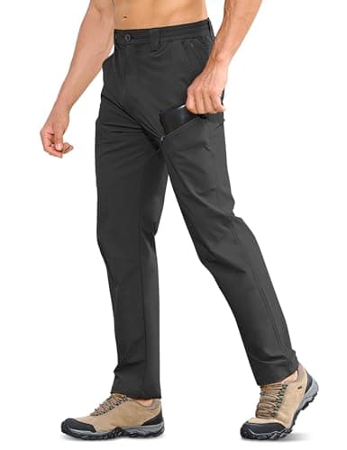 MOURCE Men's Quick Dry Cargo Pants - Water Resistant Lightweight Hiking Pants Men with Pockets Travel Camping Fishing, Black - Image 1