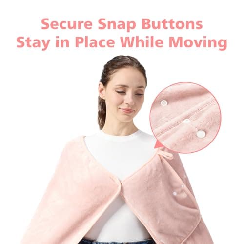 SHINEDOOR Travel Blanket with Carry Bag, Lightweight Wearable Airplane Blanket, Soft Packable Throw for Travel & Office Blush Pink - Thumbnail 6