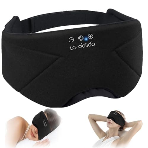 Sleep Mask with Headphones Bluetooth 5.4, LC-dolida Wireless Music Eye Mask for Sleeping Headphones with Soft Bamboo Cotton Cooling Breathable,Ultra-Thin Stereo Speaker for Side Sleepers - Image 1
