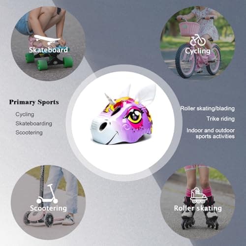 Unicorn Toddler and Kids Bike Helmet Adjustable and Multi-Sport for Child Boys and Girls.for Bicycle Skateboard Skating Scooter Helmet with Rear Light - Thumbnail 5