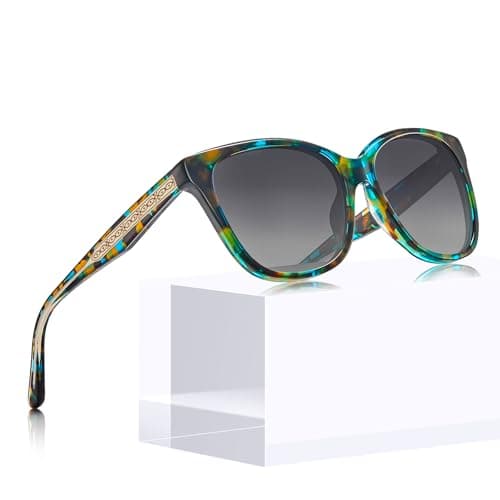 CARFIA Square Polarized Sunglasses for Women UV Protection, Italian Design Retro Embossed Pattern Wire Core Driving Shades - Image 1