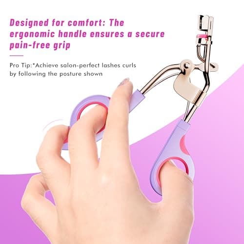 Eye Lash Curler with 6 Replacement Pads, Whalrace Eyelash Curlers Superior Curling Effect, Beautiful and Easy to Identify, Valentine's Day Gift for Her, Beauty Enthusiasts -Rose Gold Purple Red - Thumbnail 3