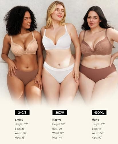 Push Up Lace Bralettes for Women No Underwire Wireless Bras with Support and Lift Deep V Comfortable Padded Bra 3D Molded White - Thumbnail 6