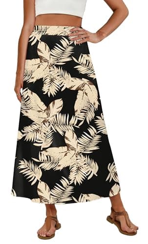 OFEEFAN Hawaiian Tropical Maxi Skirts for Women Spring Summer Dresses Casual Loose Clothes Beach Vacation Outfits Print 01 M - Image 1