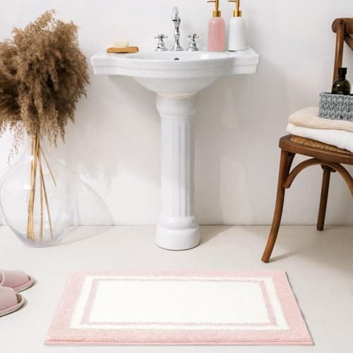 GRANNY SAYS Microfiber Bathroom Rugs Non Slip Washable, Water Absorbent Bath Mats for Tub, Soft Bath Mats for Bathroom Floor & Shower, Bath Rug, 16" x 24" Pink - Thumbnail 2