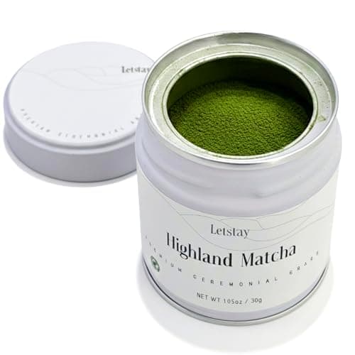 Letstay Matcha, Matcha Powder Ceremonial Grade Highland Matcha Tea Organic Matcha Green Tea - Premium 1st Harvest - Zero Sugar, Halal Certified & SGS Certified & FSSC 22000, 30g (1.06oz) Tin - Image 1