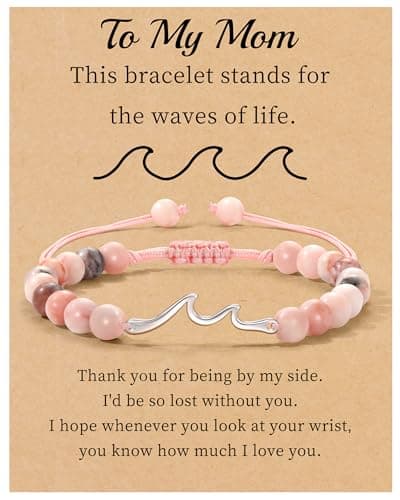 Sistble Mothers Day Gifts Gifts for Mom from Daughters Love Jasper Beaded Bracelets Wave Bracelet for Women Birthday Gift for Mother Retirement Gift for Women Jewelry - Image 1