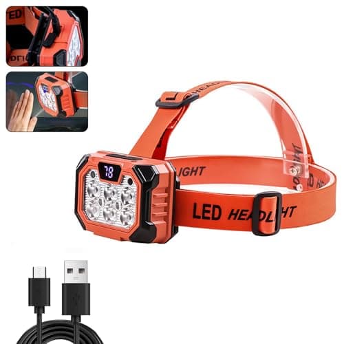 LED Headlamp Rechargeable Battery Powered Forehead 5 Light Mode 1000 High Lumen Usb C Waterproof Ultralight Head Lamp Headlights Electrician Tools Gift Night Work Flashlight Backpack Stuff - Image 1