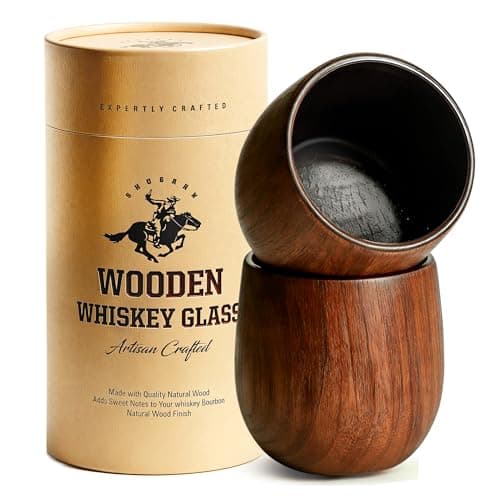 Shugahn Charred Wooden Whiskey Glasses 2-Pack | Handcrafted Old Fashioned Tumbler | Premium Gift for Men & Whiskey Lovers - Image 1