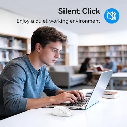 TECKNET Wireless Mouse for Laptop, 2.4GHz Computer Mouse 3 Adjustable DPI Office Cordless USB Mice with Receiver,Small to Medium Sized Hands Compatible with PC, Laptop, Desktop,Off-White - Thumbnail 2