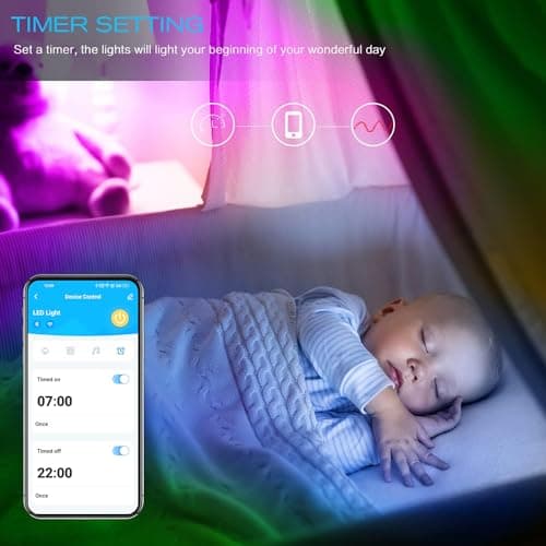 DAYBETTER RGB Led Light Strips Kit Compatible with Alexa and Google Assistant, Smart WiFi Led Strip Lights for Bedroom, Room, Decor, Kitchen, Home Party Decoration (200FT) - Thumbnail 5