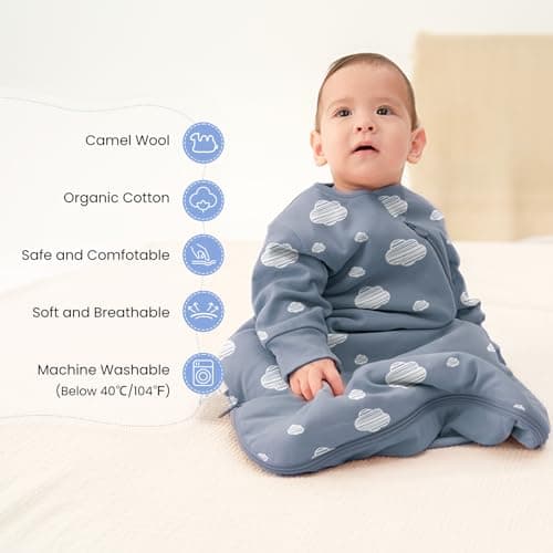kaiya baby Unisex Sleeping Bag for Babies and Toddlers 3.5 Tog Sleep Sack 0-6Months, Long Sleeve Sleep Sack, Wearable Blanket Baby, One Piece with Sleeves, Gifts - Thumbnail 2