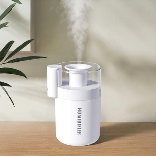 Portable Mini Humidifier, 180ml USB Cool Mist Small Humidifiers for Bedroom, Personal Desktop Humidification for Car Office Travel & Indoor Plants(White) - Image 1