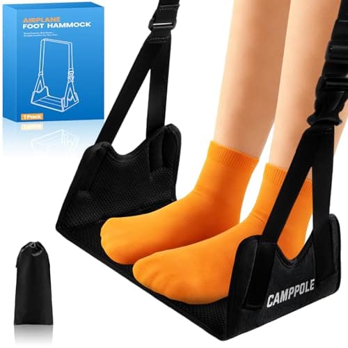 1 Pack Airplane Foot Hammock, No-Collapse Foot Hammock for Plane Travel, Thickened Bamboo Airplane Foot Rest, Adjustable Footrest for Office, Long Flight - Image 1