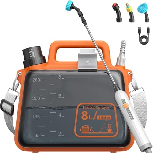 2 Gallon Electric Garden Sprayer, Battery Powered Weed Sprayer with Telescopic Wand, 3 Adjustable Nozzles, Garden Sprayer with Collapsible Tank, Shoulder Strap for Lawn Care, Plant Watering & Cleaning - Image 1