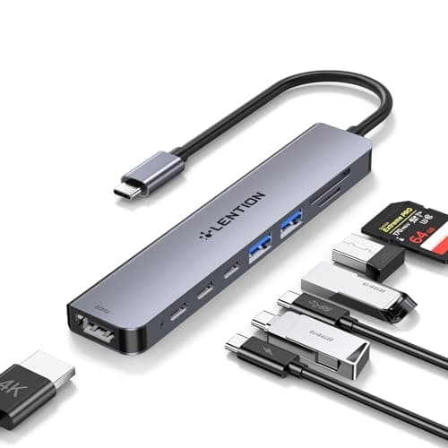 LENTION 8 in 1 USB C Hub with 4K@60Hz HDMI Adapter, 2 USB C Data Transfer & 2 USB 3.0 Port, 100W PD, SD/Micro SD Card Reader for 2025-2016 MacBook Pro/Air M5/M4, Mac, 2026 MacBook Neo, Surface Pro - Image 1