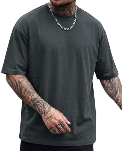 Vamtac Midweight Cotton T Shirts for Men Loose fit Short Sleeve Shirts Crewneck Tee Drak Gray Small - Image 1