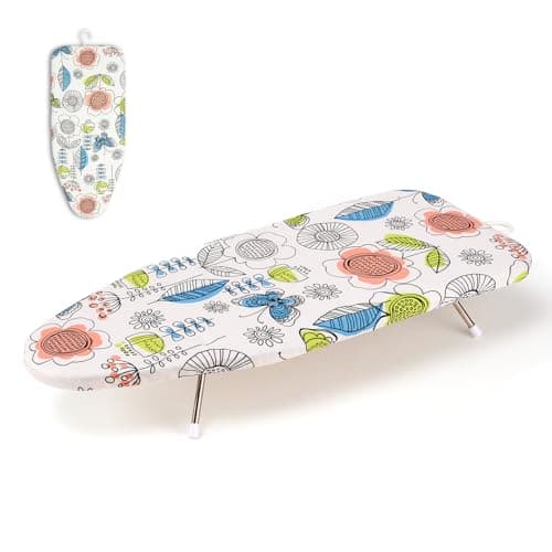 Slieton Tabletop Ironing Board 12"x29" – Portable Folding Ironing Board with Thick Felt Padding, Heat-Resistant Cover, Stainless Steel Legs, Compact & Space-Saving Design (Butterfly Garden) - Image 1