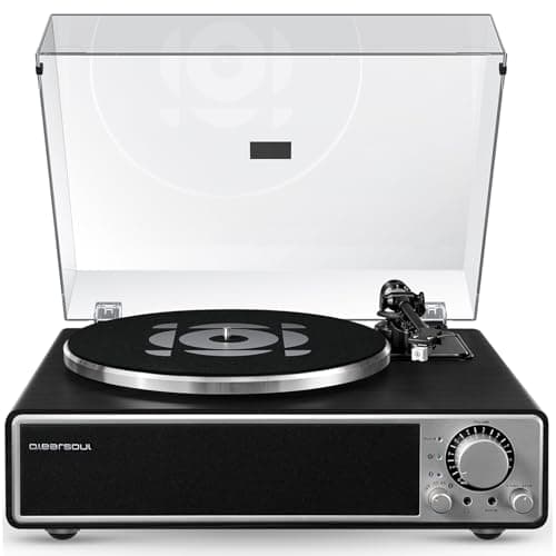 QLEARSOUL ONE-Q Vinyl Record Player (Black), All-in-one HiFi Turntables with Built in Speakers, Bluetooth 5.4, Phono Preamp, Magnetic Cartridge AT-3600L, 33/45 RPM Two Speed, Aux-in, Auto Off - Image 1