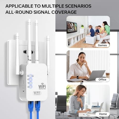 WiFi Extender, WiFi Extenders Signal Booster for Home Up to 8500 sq.ft and 45 Devices, WiFi Range Extender, Wireless Repeater, Long Range Amplifier with Ethernet Port, 1-Tap Setup, Alexa Compatible - Thumbnail 3