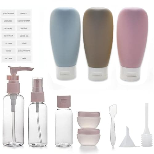 12 Pack Travel Bottles Set for Toiletries TSA Approved Travel Size Containers for Toiletries with Labels BPA Free Leakproof Squeezable Refillable Airplane Travel Accessories for Shampoo Conditioner - Image 1
