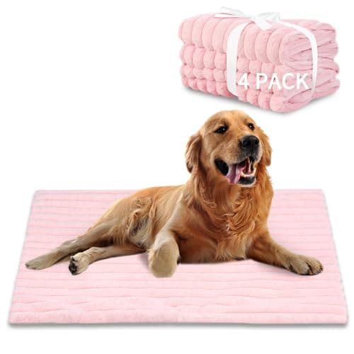 NWK Pack of 4 Fluffy Self Warming Cat Mat, Cat Blanket, Thermal Dog Mat, Washable, Non-Slip Bottom for Sofa & Crate & Kennel & Car Seat (Blush Pink, Large (34'' X 22'' X 0.7'')) - Image 1