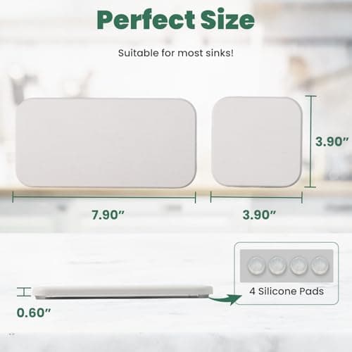 3PCS Water Absorbing Diatomaceous Earth Tray for Sink, Fast Drying Soap & Toothbrush Holders for Bathroom Counter, 1 Stone Tray, 2 Stone Coasters - Thumbnail 5