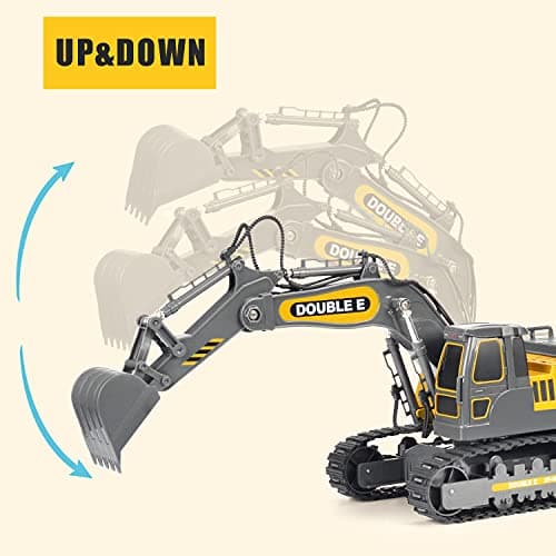 DOUBLE E Remote Control Excavator Toy Construction Toys Tractor Rechargeable Battery RC Vehicles Electric Truck Sandbox Digger Toys for Boys Girls Kids, Gray - Thumbnail 3