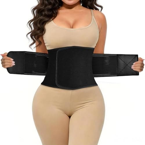 LKV Waist Trainer for Women, Waist Sweat Band, Slimming Waist Trimmer, Stomach Wrap, Body Shaper for Women Black - Image 1