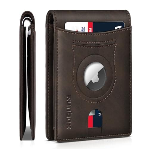 RUNBOX AirTag-Wallet-Mens-Slim-RFID Blocking Wallets Leather with Bill Compartment Air Tag Bifold Card Holder Wallet Gifts for Men Dad - Image 1