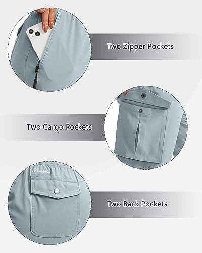 Soothfeel Women's Cargo Capris Pants with 6 Pockets Lightweight Quick Dry Travel Hiking Summer Pants for Women Casual (Light Grey, S) - Thumbnail 4