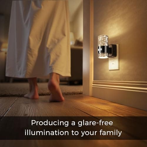 L LOHAS LED Motion Sensor Night Light,Dimmable Night Lights Plug into Wall, 3000K Night-Lights with 0-100 LM Adjustable, Acrylic Bubble Plug in Nightlight for Bathroom Hallway Nursery - Thumbnail 6
