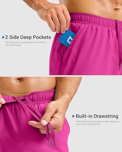 G Gradual Men's Athletic Running Shorts with Pockets Lightweight Quick Dry 5"/ 7"/ 9" Basketball Workout Gym Shorts for Men(Rose,L7_3XL) - Thumbnail 5