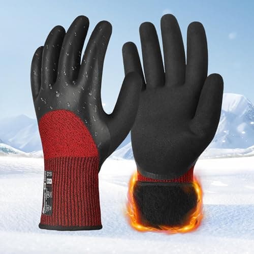 Schwer 6 Pairs Winter Work Gloves with 3/4 Double-Dipped Coating, Thermal Insulated Gloves with Grip & Abrasion Resistance, ANSI A2 Cut Resistant Warm Glove for Cold Weather, 2XL, CR3313