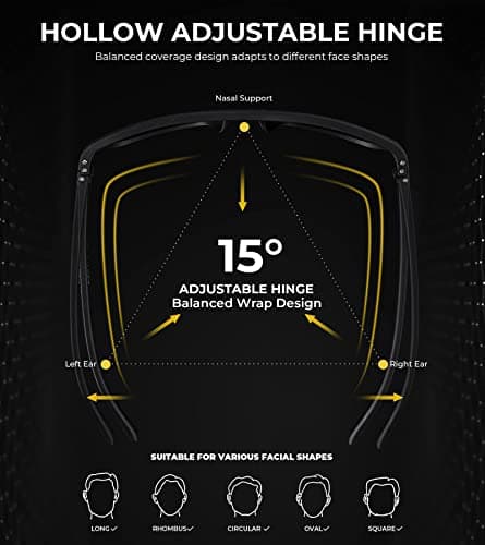 KALIYADI Polarized Sunglasses Men, Lightweight Mens Sunglasses Polarized UV Protection Driving Fishing Golf (Black/Ice Blue/Brown) - Thumbnail 6