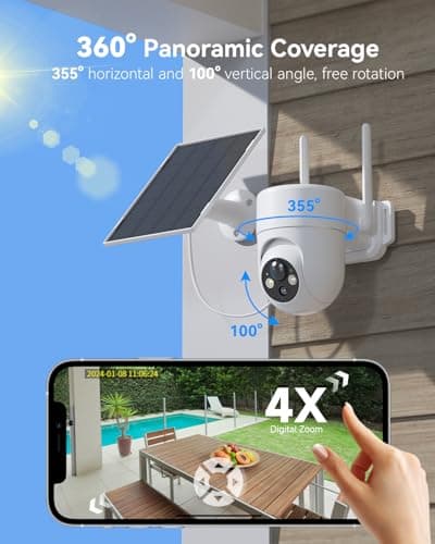 LIWAN Security Camera Wireless Outdoor, 2.4G WiFi Solar Security Cameras for Home Security, Surveillance Camera Outside, Solar Powered, 2K Color Night Vision, PIR Detection, 2-Way Talk - Thumbnail 3